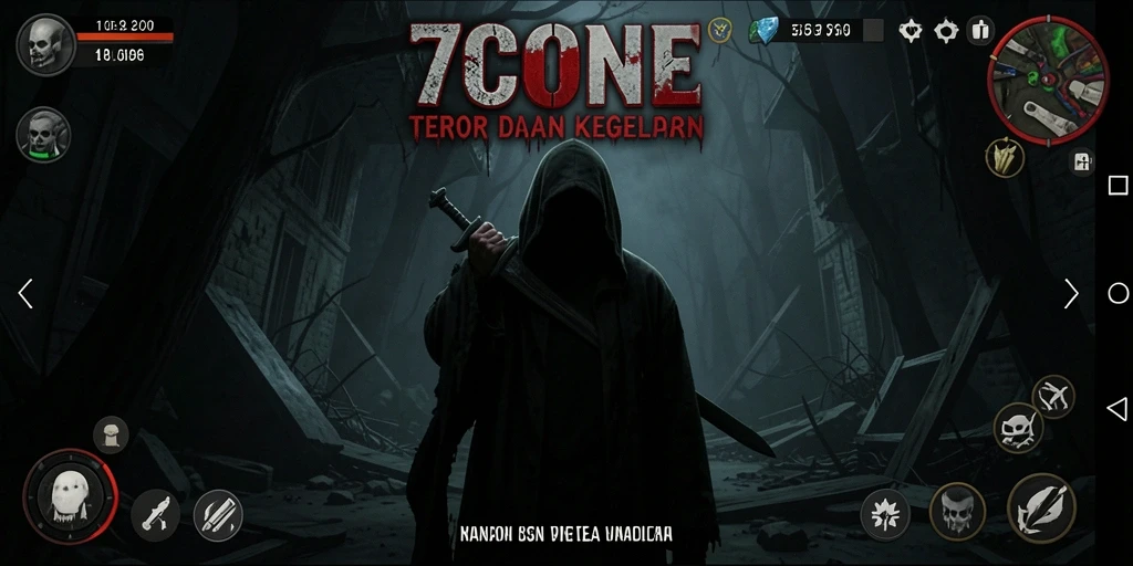 Screenshot dari gameplay menakutkan di 7CONE.