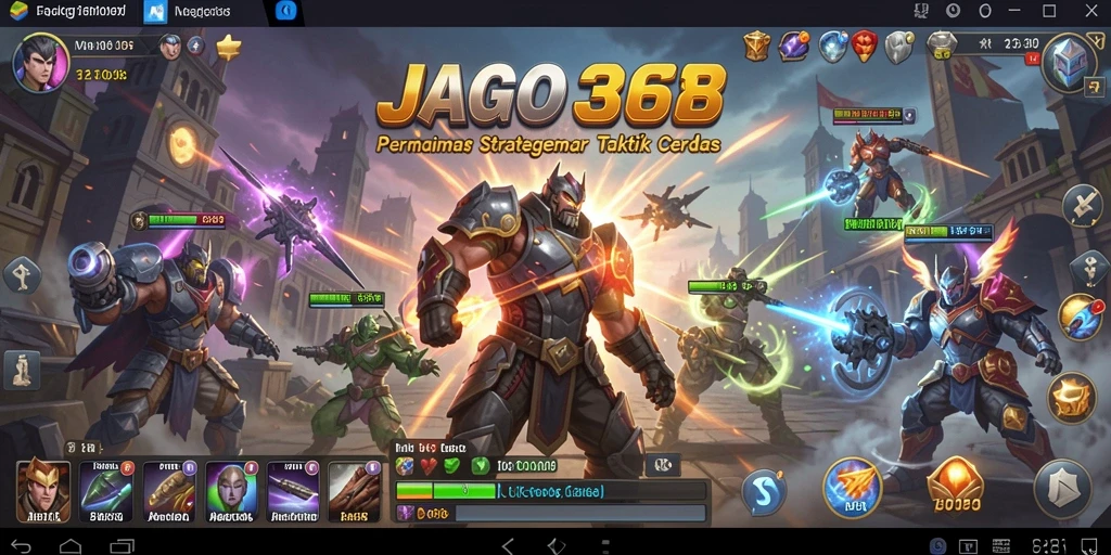 Screenshot gameplay JAGO368 yang menunjukkan pertempuran strategis yang seru.