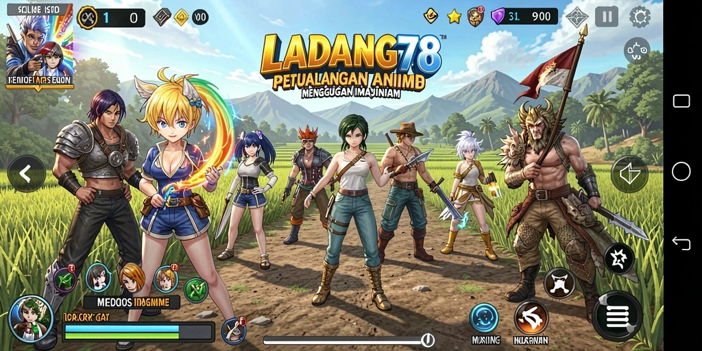 Screenshot utama LADANG78 memperlihatkan aksi seru dalam dunia Anime.