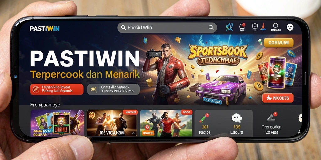 Tampilan layar utama PASTIWIN dengan berbagai opsi taruhan olahraga.