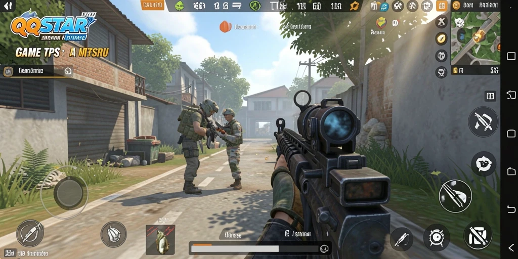 Screenshot utama QQSTAR dengan aksi seru dalam gameplay TPS.
