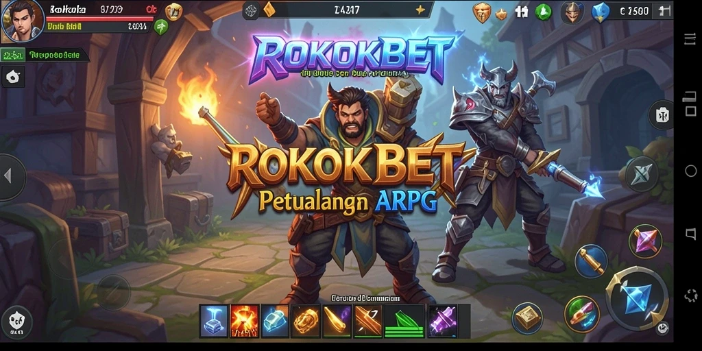 Screenshot utama ROKOKBET menampilkan pertarungan epik dalam dunia ARPG.