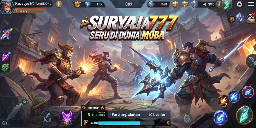 Screenshot SURYA777 menampilkan aksi pertempuran seru MOBA.