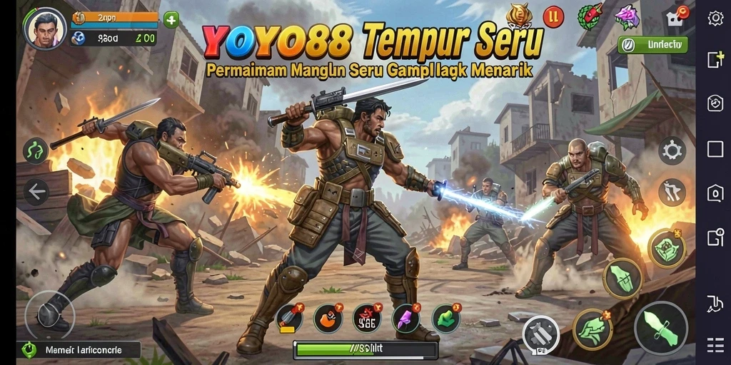 Tampilan aksi seru dalam permainan TPS YOYO88.